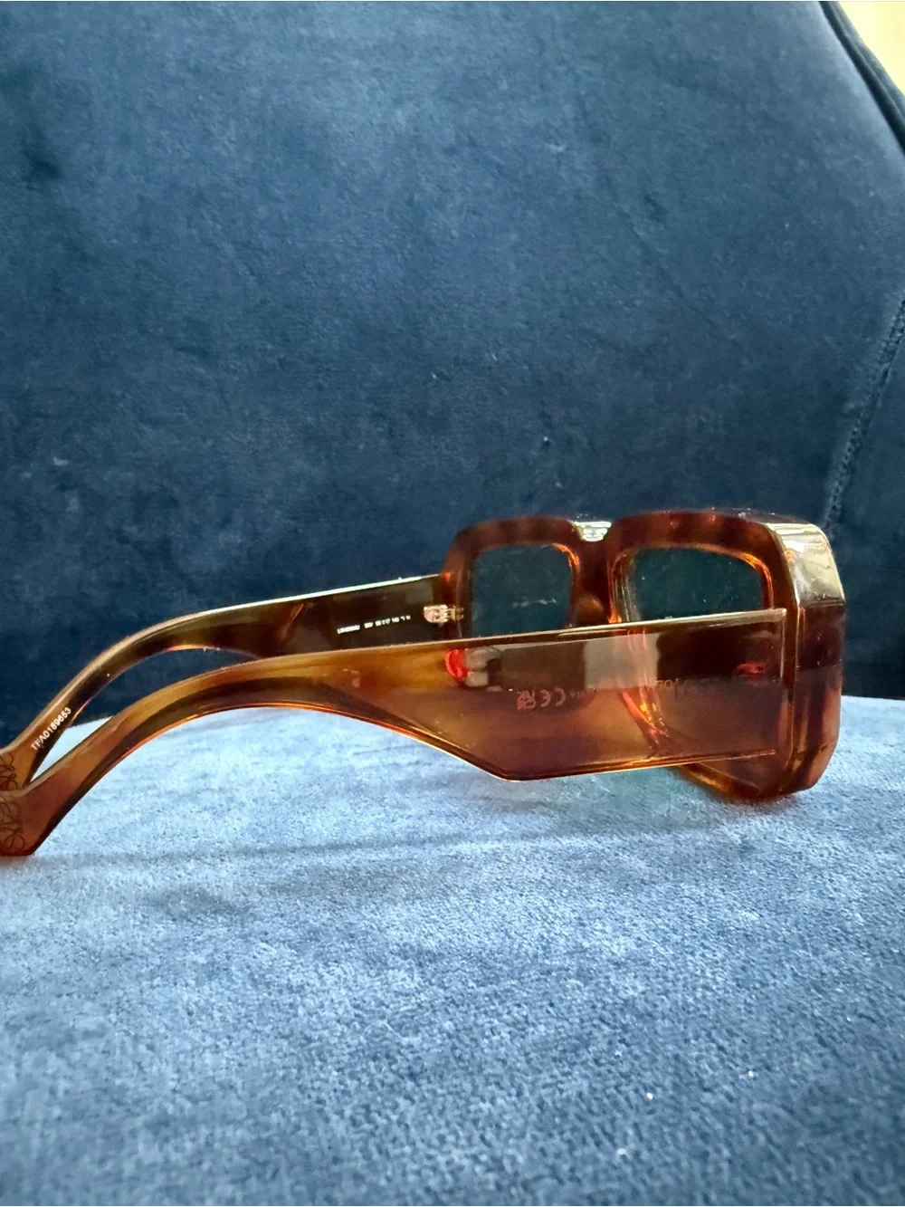 Loewe Oversized Square Sunglasses in Amber Frame with Green Lenses
